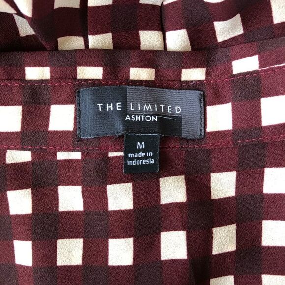 The Limited Ashton Burgundy Gingham Plaid Button Down Long Sleeve Shirt - Picture 10 of 13